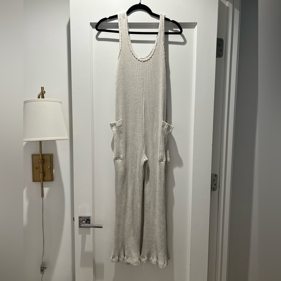 Project Social T Santa Maria Sweater Rib Wide Leg Jumpsuit - Ash, size L - Picture 1 of 2